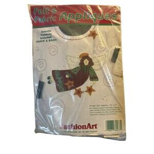 Vtg. 1996 Fashion Art  “Holiday Angel” Felt & Fabric Appliques Iron On Patterns